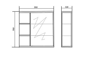 Шкаф зеркальный А-55 левый 101.02.0167