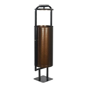 Урна для мусора круглая `Сатурн` с крышкой и пепельницей (антик медь) 28 л