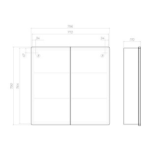 Шкаф зеркальный Geometry Classic 800 со светодиодной подсветкой