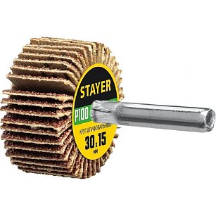 Круг шлифовальный STAYER лепестковый, на шпильке, P100, 30х15 мм
