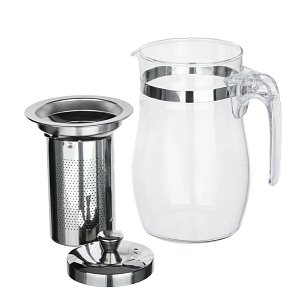Чайник заварочный с сеточкой, 750мл, ситечко из нержавеющей стали, стекло, пластик