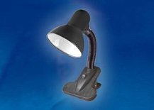 Лампа настольная Uniel tli-202 black на прищепке, цоколь E27, черный