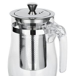 Чайник заварочный с сеточкой, 750мл, ситечко из нержавеющей стали, стекло, пластик