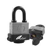 Замок навесной `ЧИБИС` FL1530 40мм всепогод,закал дуж,авт,нейлон шторка,3англ кл, Blister