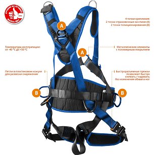 Страховочная и удерживающая привязь Монблан ЗУБР Профессионал