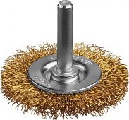 Щетка дисковая для дрели, витая стальная латунированная проволока 0,3 мм, d=75 мм, MIRAX 35145-075