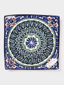 Ляган Риштанская Керамика "Узоры", 25 см, квадратный, синий