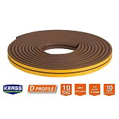 Уплотнитель самоклеящийся KRASS для окон и дверей D10 Коричневый