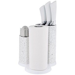 Подставка для ножей AGNESS универсальная с держателем для полотенец 25*22*16см