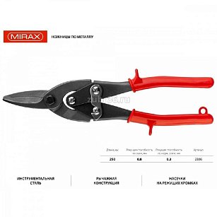 Ножницы по металлу MIRAX, 250 мм