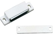 Защелка магнитная 2 кг одинарная с ответной планкой, белый - пакет Tech-Krep