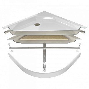 Акриловый душевой поддон полукруг 80х80 низкий, в комплекте сифон ПД22