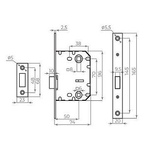 Защелка врезная AJAX MAGNLN72-50 AB бронза