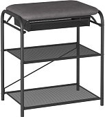 Подставка для обуви "Гранада 13В_НБК" с сиденьем и ящиком, ткань нубук (Черный)