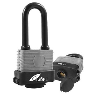 Замок навесной `ЧИБИС` FL1565-LS 75мм всепогод,закал удлинен. дуж,авт,нейлон шторка,3англ кл,блистер