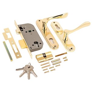 Замок врезной с ручками АЛЛЮР 127/1 gp латунь