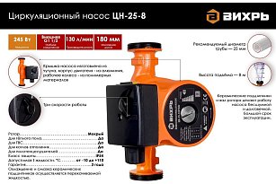 Циркуляционный насос ЦН-25-8 ПРОФ Вихрь