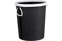 Бак для мусора 9л круглый, с ручками, черный/серый, полипропилен HDB-036-10