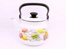 Чайник эмалированный 42104-122/6-3л Цветочное печенье (белый с декором)