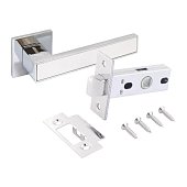 Комплект ручка и защелка АЛЛЮР АРТ "ЛАНА" CP/W+L45-8 CP (86211/S45) хром/белый Комплект ручка и защелка АЛЛЮР АРТ "ЛАНА" CP/W+L45-8 CP (86211/S45) хром/белый