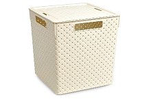 Коробка для хранения 23л Береста 294х294х301 с крышкой квадратная слоновая кость