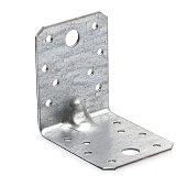 Пластина перфорированная угловая усиленная 90х90х65мм оцинкованная Пластина перфорированная угловая усиленная 90х90х65мм оцинкованная