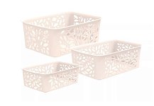 Набор корзин Leaves 3шт (1,2+2,3+4л) молочный