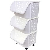 Этажерка для хранения напольная "Бискотти", дымчатый белый, три секции, 38*32,5*73см