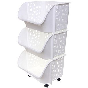 Этажерка для хранения напольная "Бискотти", дымчатый белый, три секции, 38*32,5*73см