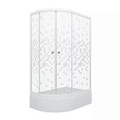 Душевое ограждение Коралл 120*80 В правое средний поддон, стекло белая мозаика
