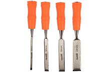 Набор стамесок 4 шт, 6-12-18-24 мм, плоские, пластиковые ударные рукоятки Sparta