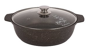Кастрюля-жаровня 3л со стеклянной крышкой АП (кофейный мрамор) жмк32а