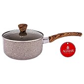 Ковшик AGNESS "АРКТИК"  1 л. антипригарное покрытие Soft Touch  и стеклянной крышкой 14*7 см