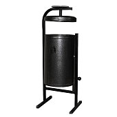 Урна для мусора круглая `Космос` с крышкой и пепельницей (антик серебро) 21 л