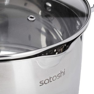 Набор кастрюль SATOSHI Альбер 6 пр.: 1,7л, 3,4л, 6,0л, черные силиконовые ручки, со стеклянной крышкой