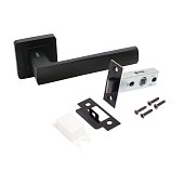 Комплект ручка и защелка АЛЛЮР АРТ "КОЛОМБО" BL+L45-8 BL (23150/S45) матовый черный Комплект ручка и защелка АЛЛЮР АРТ "КОЛОМБО" BL+L45-8 BL (23150/S45) матовый черный