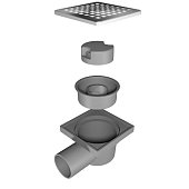 Душевой трап 100х100 мм металлическая решетка, горизонтальный выпуск D50 пластик FLISSEN