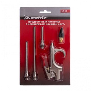Набор продувочный пистолет, пневматический в комплекте с насадками, 4 шт. Matrix
