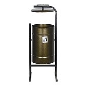 Урна для мусора круглая `Космос` с крышкой и пепельницей (бронза) 21 л