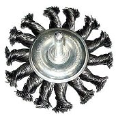 Щетка для дрели, 100 мм, плоская со шпилькой, крученая металлическая проволока MATRIX