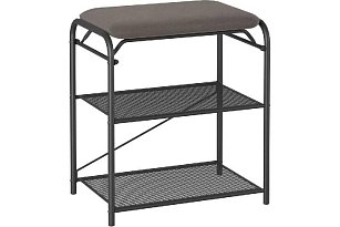 Подставка для обуви "Гранада 13 НБК" с сиденьем, ткань нубук черный