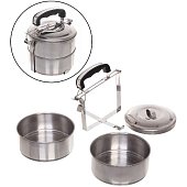 Контейнер для продуктов металлический 13*11см 2 уровня, пластиковая ручка